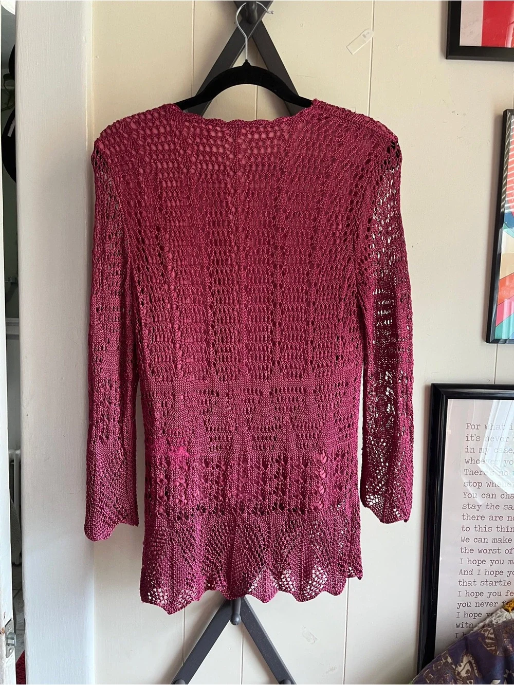 Preswick & Moore Raspberry Crochet Knit Mini Dress